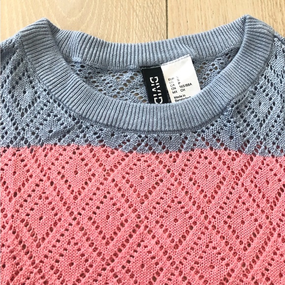 H&M Multicolored Lace Knit Short Sleeve Top Size S - Picture 6 of 10